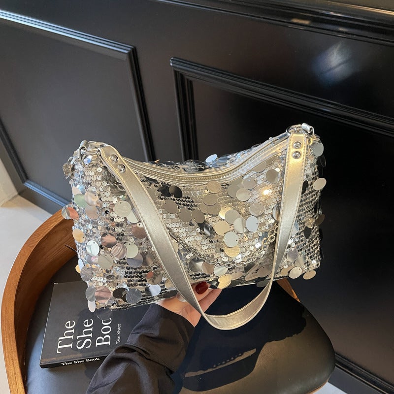 Niche Sequined Armpit Bag For Women 2025 Spring New Korean Style Fashion Trendy Chain High-End Shoulder Bag - Image 2