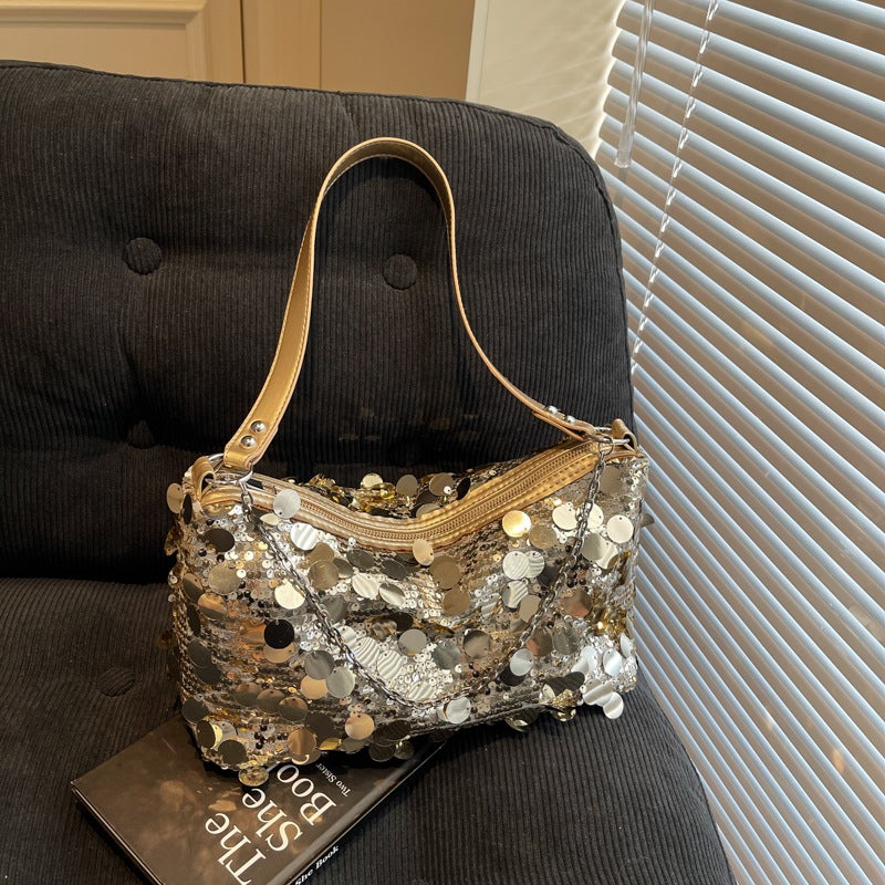 Niche Sequined Armpit Bag For Women 2025 Spring New Korean Style Fashion Trendy Chain High-End Shoulder Bag - Image 3
