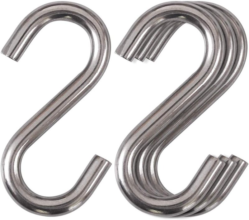 Cozihom Heavy-Duty 304 Stainless Steel S Hooks, 3.3 Inch Hammock, Swing S Hooks, Industrial Grade Quality Utility Hooks 4 Packs - Image 1