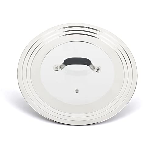 WishDirect Universal Pans Pots Lid Cover Fit All 8.25 Inch to 12 Inch Pots/Pans/Woks Stainless Steel and Glass Lid with Heat Resistant Knob, Black - Image 2