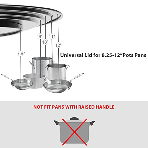 WishDirect Universal Pans Pots Lid Cover Fit All 8.25 Inch to 12 Inch Pots/Pans/Woks Stainless Steel and Glass Lid with Heat Resistant Knob, Black - Image 3