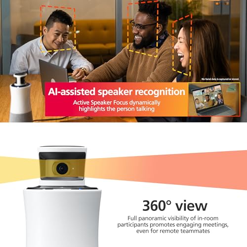 RICOH Meeting 360360 Conference Room Camera AIPowered Active Speaker Focus USBC Bus Powered Zoom Certified Works with Microsoft Teams Google Meet Cisco Webex - Image 3