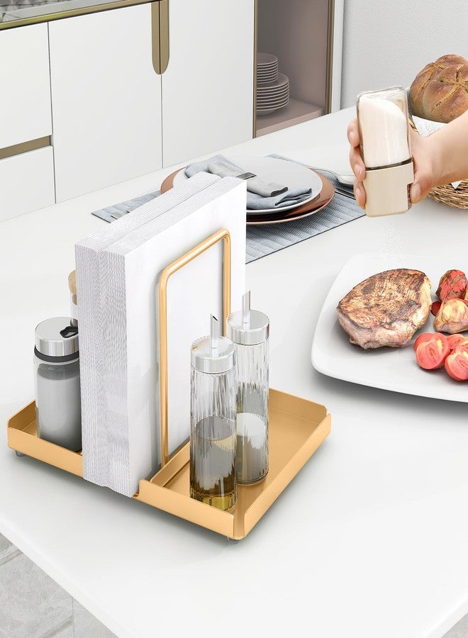 Audmore Gold Napkin Holder for Table, Metal Napkin Storage with Salt and Pepper Shakers Caddy for Dining Table Decor - Image 5