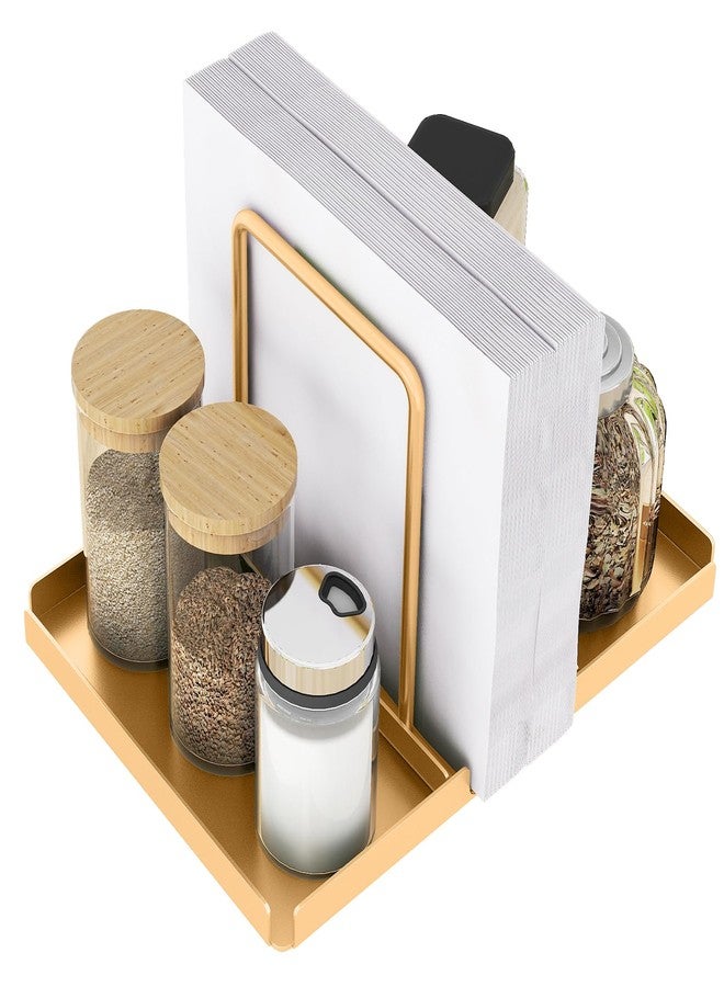 Audmore Gold Napkin Holder for Table, Metal Napkin Storage with Salt and Pepper Shakers Caddy for Dining Table Decor - Image 1