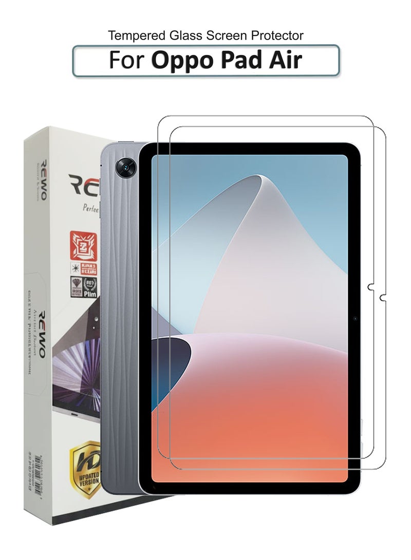REWO For Oppo Pad Air - 10.36 inches - Combo Pack Tempered Glass Screen Protector - Premium HD Delicate Touch , Higher Transparency , Easy to Install ,Anti-scratch and Bubble-free Screen Protector - Clear - Image 1