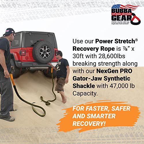 Bubba Rope Heavy-Duty Off-Road Vehicle Tow Recovery Gear Set – Renegade Power Stretch Recovery Rope, 3/4” x 30’ & NexGen PRO Gator-Jaw Synthetic Shackles, 3/8” x 6.5” - Orange Blaze - Image 3