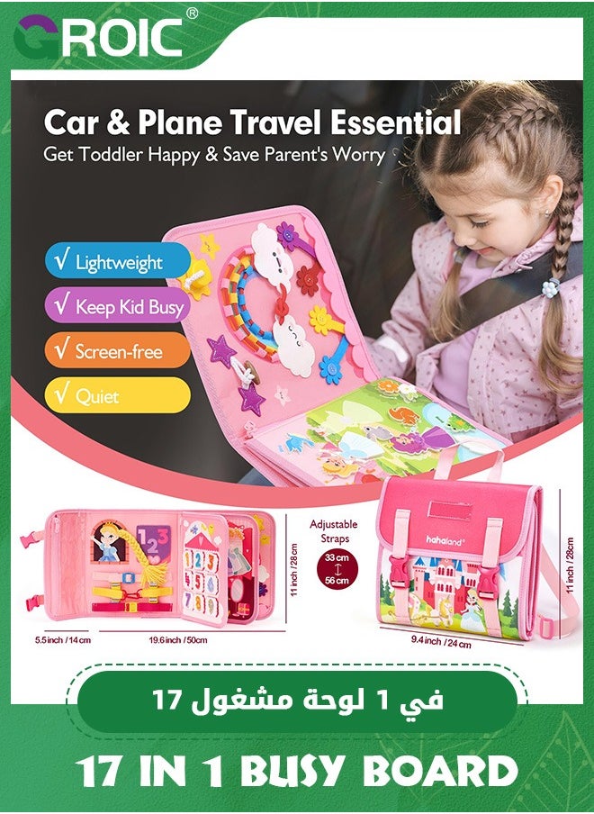 GROIC 17 in 1 Busy Board Book for Toddlers, Kids Busy Backpack Montessori Toys for ages 2-4, Quiet Activity Book Preschool Learning Activities with 12 Life Skill, Number, Shape, Dress Up, Animal, Figures  - Image 2