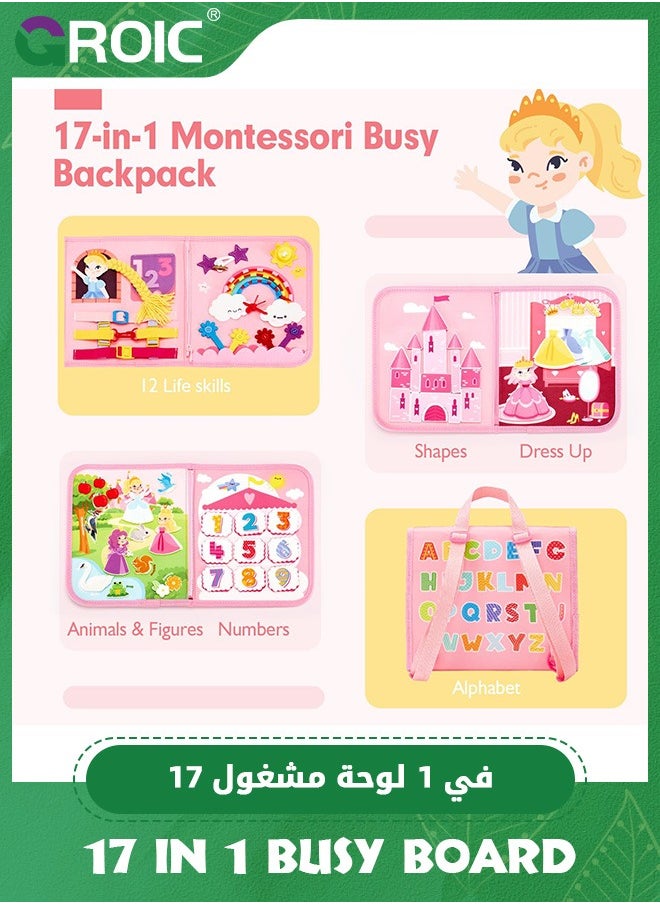 GROIC 17 in 1 Busy Board Book for Toddlers, Kids Busy Backpack Montessori Toys for ages 2-4, Quiet Activity Book Preschool Learning Activities with 12 Life Skill, Number, Shape, Dress Up, Animal, Figures  - Image 3