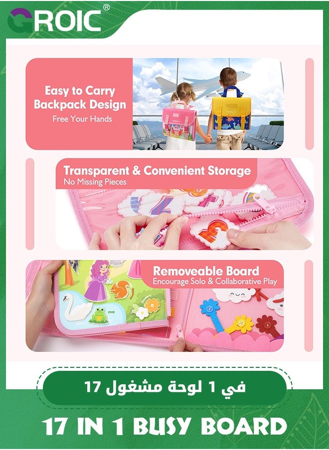 GROIC 17 in 1 Busy Board Book for Toddlers, Kids Busy Backpack Montessori Toys for ages 2-4, Quiet Activity Book Preschool Learning Activities with 12 Life Skill, Number, Shape, Dress Up, Animal, Figures  - Image 5