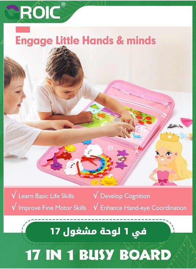 GROIC 17 in 1 Busy Board Book for Toddlers, Kids Busy Backpack Montessori Toys for ages 2-4, Quiet Activity Book Preschool Learning Activities with 12 Life Skill, Number, Shape, Dress Up, Animal, Figures  - Image 4