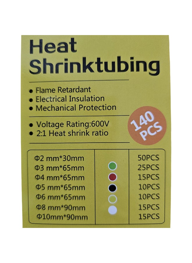 Heat shrink tubing for electrical wire insulation; heat shrinkable electrical insulation; insulated cable wrapping tubing; 2:1 shrink ratio; 5 colors; 7 sizes - Image 2