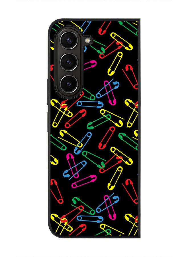 Stylizedd Rugged Black edge case for Samsung Galaxy Z Fold5, Slim fit Soft Case Flexible Rubber Edges Anti Drop TPU Gel Thin Cover -  Safety Pins - Image 1