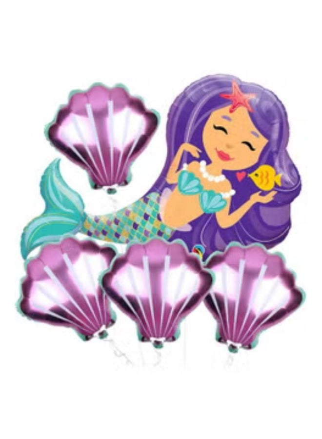 KATCHON Colorful Mermaid Balloons for Birthday Party Pack of 5 - Image 1