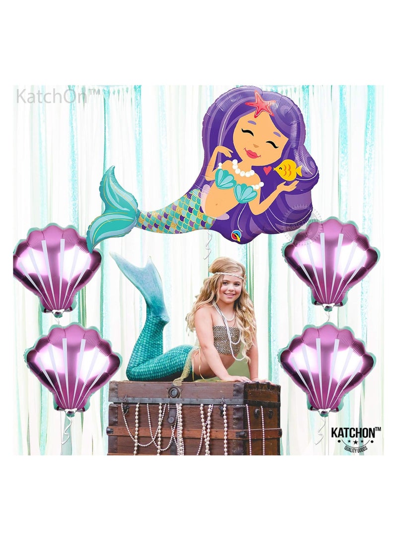 KATCHON Colorful Mermaid Balloons for Birthday Party Pack of 5 - Image 2