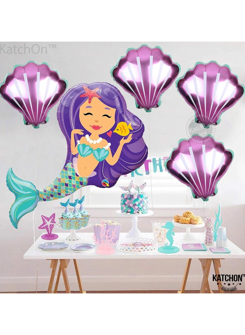KATCHON Colorful Mermaid Balloons for Birthday Party Pack of 5 - Image 3