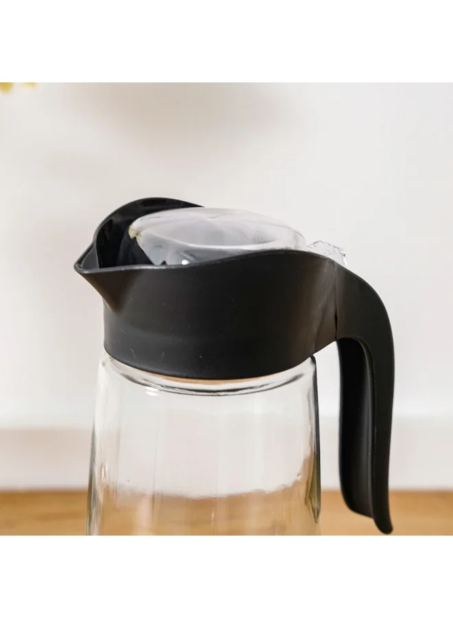 DANUBE HOME Danube Home Qlux Amfora Oval Pitcher 1600Ml Stylish And Durable Glass Pitcher Ideal For Serving Water Juices Or Beverages Perfect For Home Parties Or Special Occasions Black 15x10x29Cm