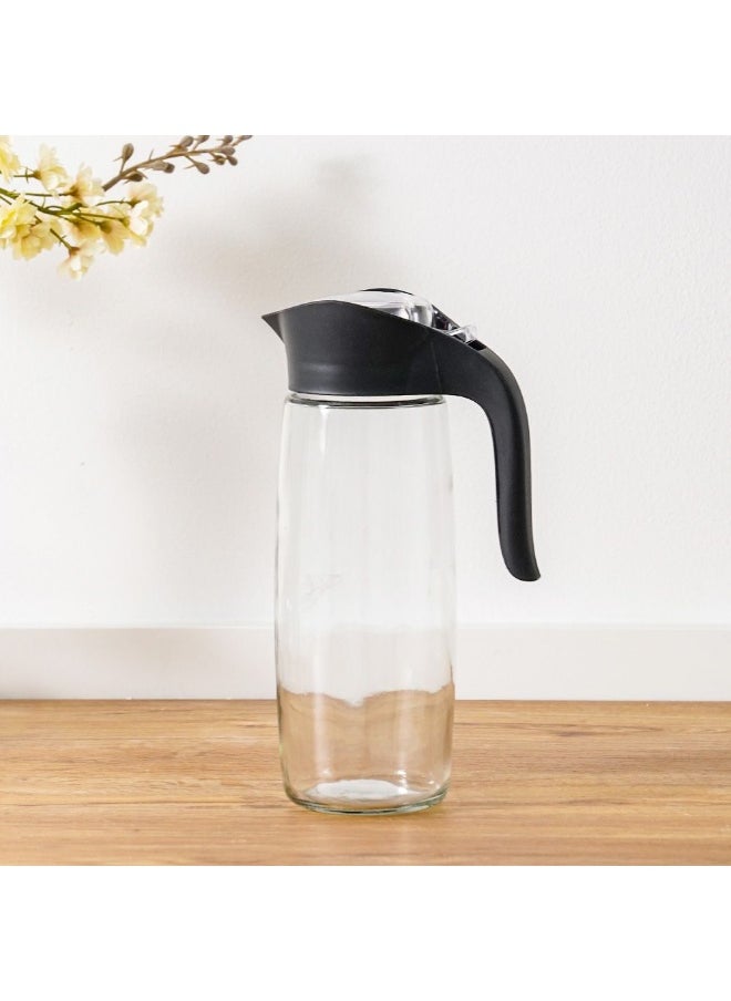 DANUBE HOME Danube Home Qlux Amfora Oval Pitcher 1600Ml Stylish And Durable Glass Pitcher Ideal For Serving Water Juices Or Beverages Perfect For Home Parties Or Special Occasions Black 15x10x29Cm  - Image 1