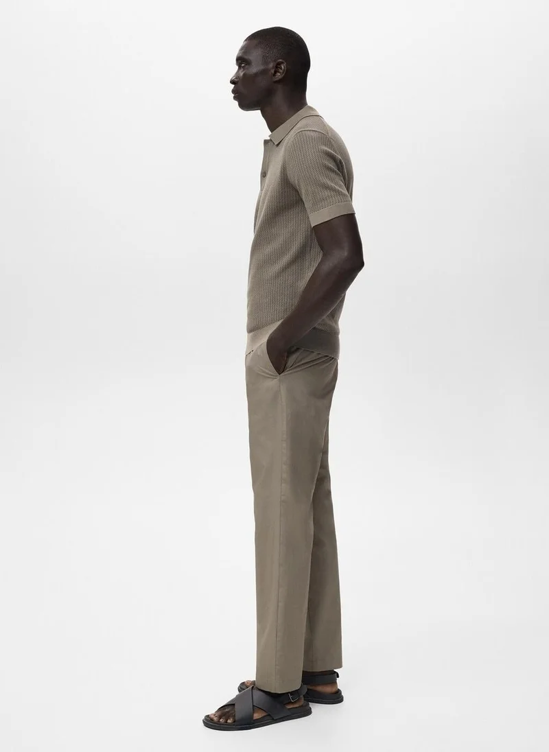 Mango Man  Openwork knitted cotton polo shirt for Men | Best Price UAE