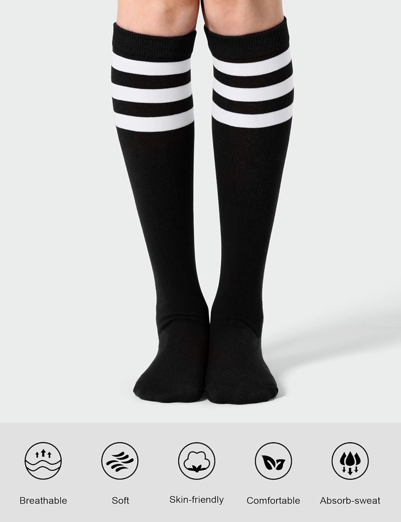 JOULLI Women's Knee High Athletic Socks Stripe Tube Outdoor Sport Socks 1-3 Pairs - Image 2