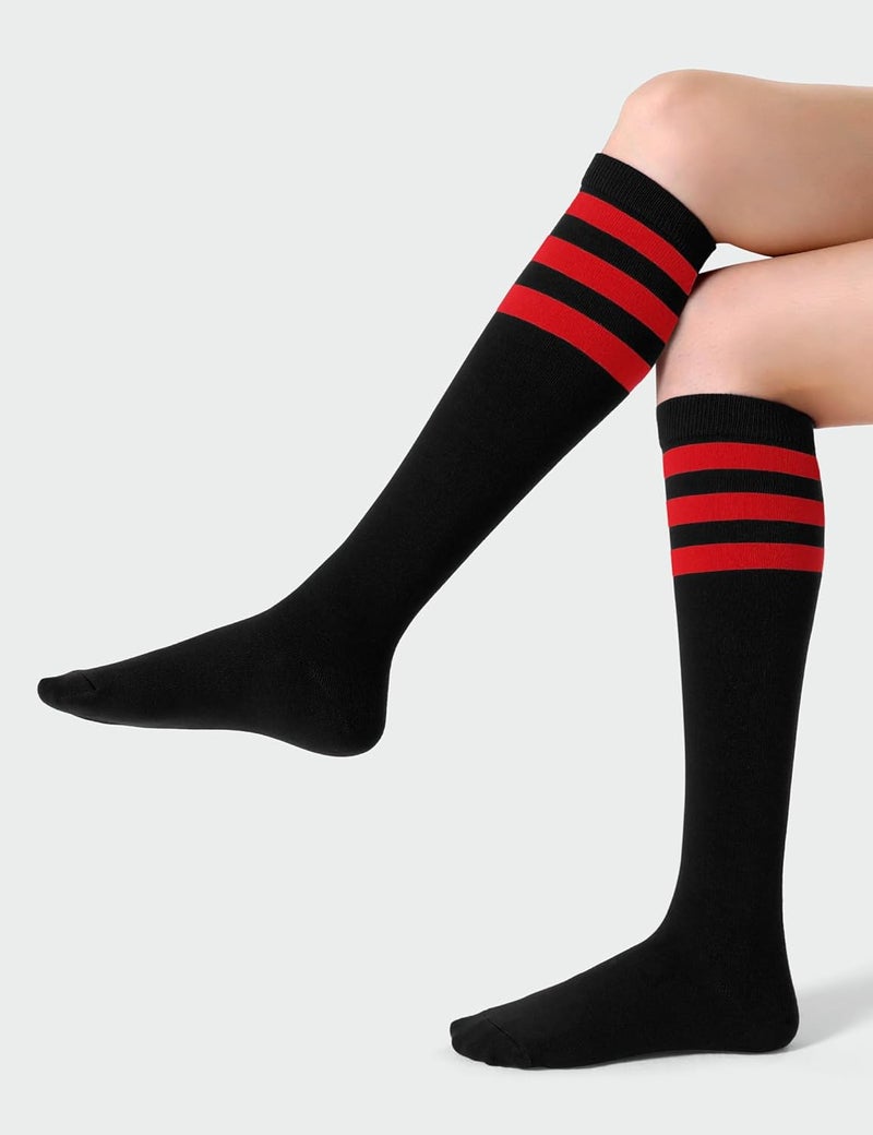JOULLI Women's Knee High Athletic Socks Stripe Tube Outdoor Sport Socks 1-3 Pairs - Image 4