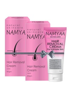 NAMYAA Hair Removal Cream For Intimate Skin With Free Vitamin C Serum, 60 Gram, Pack Of 2  - Image 1
