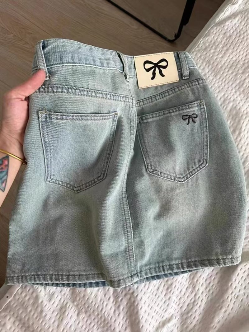 Plus Size Vintage American Style Denim Skirt Women'S Summer Chubby Girl Loose Slimming High Waist All-Match Hip A- Line Skirt - Image 2