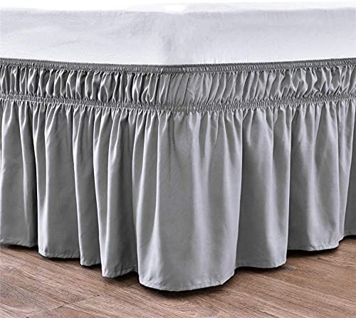 YRM Bedding's Silver Grey Bed Skirt Wrap Around 600 Microfiber with Easy Fit with 15 Inch Tailored Drop Shrinkage and Fade Resistant with Microfiber 15 Bed Skirt Full Size 54 x 80 - Image 4