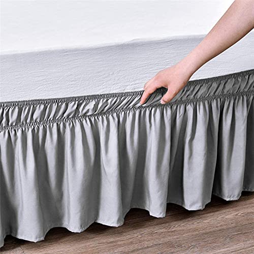 YRM Bedding's Silver Grey Bed Skirt Wrap Around 600 Microfiber with Easy Fit with 15 Inch Tailored Drop Shrinkage and Fade Resistant with Microfiber 15 Bed Skirt Full Size 54 x 80 - Image 2