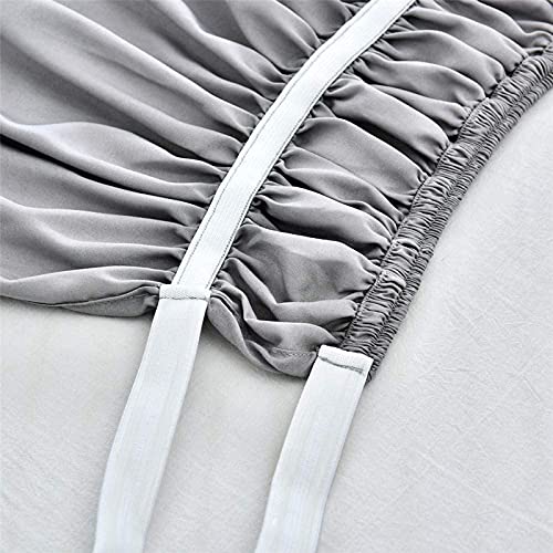 YRM Bedding's Silver Grey Bed Skirt Wrap Around 600 Microfiber with Easy Fit with 15 Inch Tailored Drop Shrinkage and Fade Resistant with Microfiber 15 Bed Skirt Full Size 54 x 80 - Image 5