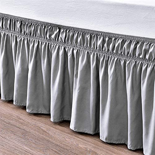 YRM Bedding's Silver Grey Bed Skirt Wrap Around 600 Microfiber with Easy Fit with 15 Inch Tailored Drop Shrinkage and Fade Resistant with Microfiber 15 Bed Skirt Full Size 54 x 80 - Image 3