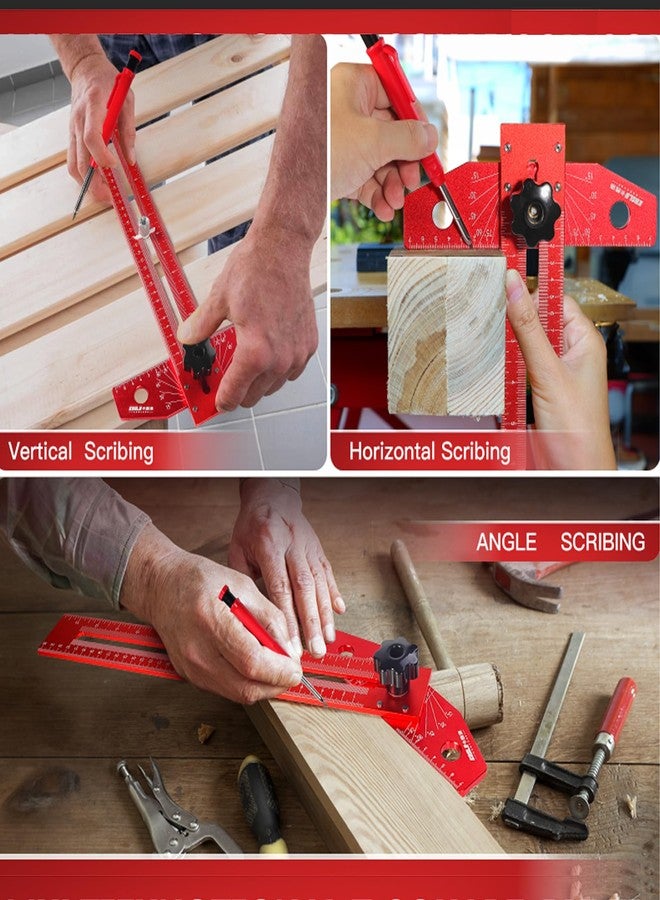 EUASOO Adjustable Woodworking Scriber Marking Line Ruler, Aluminum Alloy Sliding T-Square Ruler, Precision Line Drawing aid with Angle Adjustment Scale - Image 4
