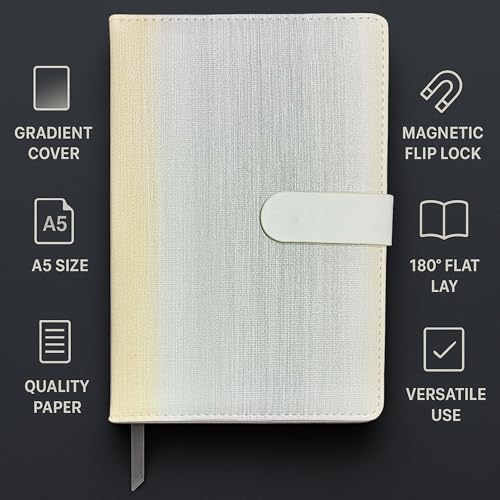 Schmick White Gradient A5 Journal Notebook Diary for Men Women Girls Boys | Office Journal Diary Notebook with Magnetic Flip Lock (200 Ruled Pages, 6 x 8.5 Inches, 80 GSM) (Gradient White) - Image 2