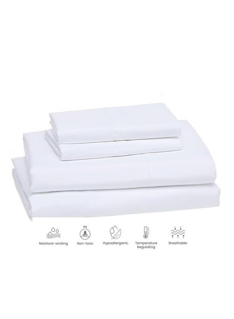 نيوفالييتو طقم سرير فاخر مقاس 160x200 كوين 100% من القطن الطبيعي طويل التيلة 300TC، ملاءة مثبتة قطعة واحدة، ملاءة مسطحة واحدة، قطعتان من أغطية الوسائد، تهوية ناعمة وأفضل - Image 5