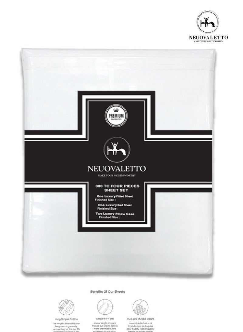 نيوفالييتو طقم سرير فاخر مقاس 160x200 كوين 100% من القطن الطبيعي طويل التيلة 300TC، ملاءة مثبتة قطعة واحدة، ملاءة مسطحة واحدة، قطعتان من أغطية الوسائد، تهوية ناعمة وأفضل - Image 3