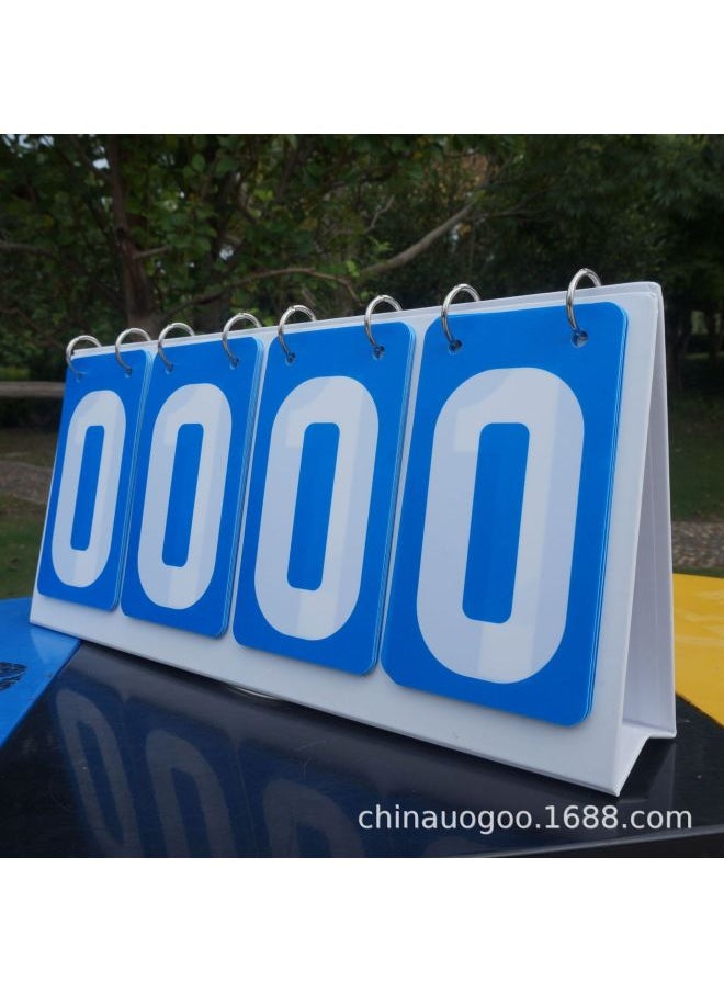 Generic Competition Scoreboard Activity Flip Card Red Yellow Blue Green Gray Scoring Card Early Education Color Number Card-Specifications:Four-digit Blue Plastic Scoreboard  - Image 1