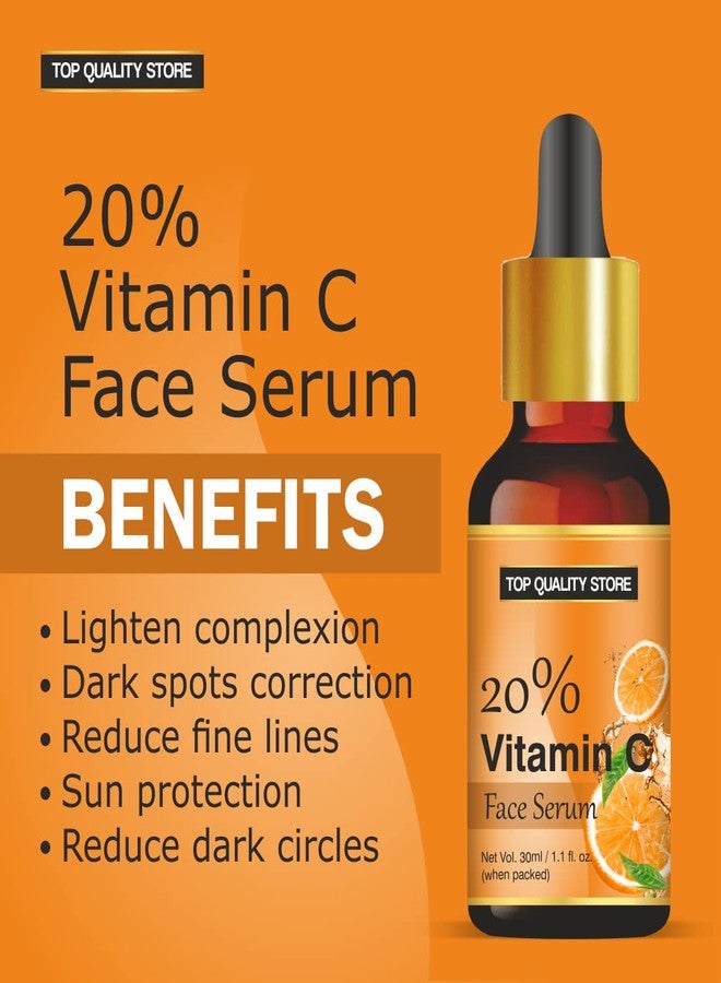TQS 20% Vitamin C Fairness Serum and Under Eye Cream Set, 30ml Serum with Dropper, 50g Cream with Cucumber & Tomato Extract - Image 2