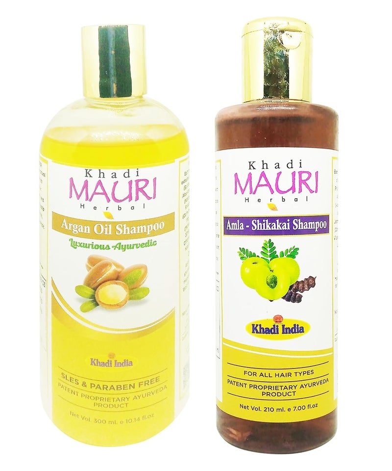 Khadi Mauri Argan Amla Shikakai Shampoo Pack of 2 510ml - Image 1