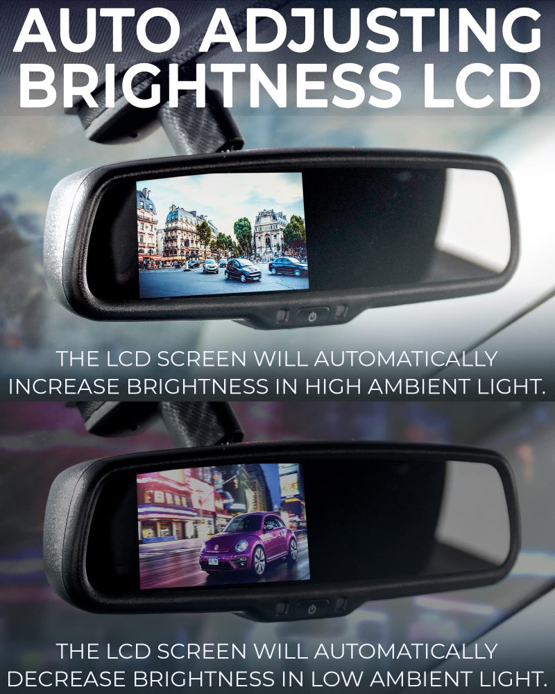 Master Tailgaters 10.5" OEM Rear View Mirror with 4.3" LCD Screen + OnStar Buttons for Existing Wiring | Rearview Universal Fit | Auto Adjusting Brightness LCD | Anti Glare | Full Mirror Replacement - Image 4