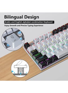 Rock Pow English Arabic Mechanical Gaming Keyboard with RGB LED Rainbow Backlit Quick Response USB Wired E-sport Waterproof 87 Keys Keyboard for Windows/MacOS/Android PC Gamers  - Image 2