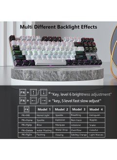 Rock Pow English Arabic Mechanical Gaming Keyboard with RGB LED Rainbow Backlit Quick Response USB Wired E-sport Waterproof 87 Keys Keyboard for Windows/MacOS/Android PC Gamers  - Image 3