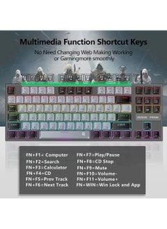 Rock Pow English Arabic Mechanical Gaming Keyboard with RGB LED Rainbow Backlit Quick Response USB Wired E-sport Waterproof 87 Keys Keyboard for Windows/MacOS/Android PC Gamers  - Image 5