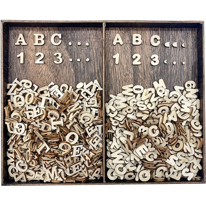 600 Pcs Unpainted Wooden Letters And Numbers Set 1 2 Inch Letters For Letter Boards Scrapbooking Crafts Card Making Party Decorations Home Decor Gift Wrapping Picture Frames Art Projects - Image 1