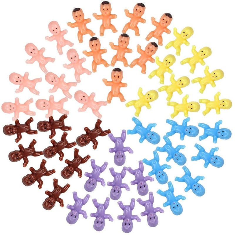 FOIMAS 60pcs Mini Plastic Babies1 Inch Colorful Tiny Baby Dolls for Baby Shower Ice Cube Game Craft Mardi Gras Decoration Supply - Image 2