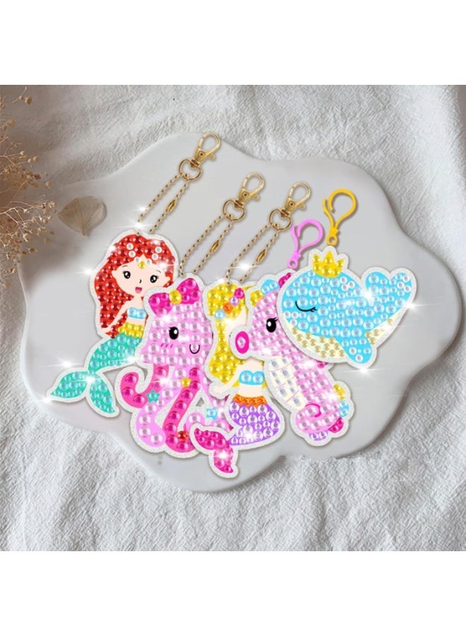 Bukela Diamond Art Painting Keychains, 15pcs 5D Diamond Keychains Kits for Kids Mermaid Diamond Paintin Key Chain for Birthday Decorative Keyring Gem Arts and Crafts for Adults Kids Ages 6 810 12 - Image 5