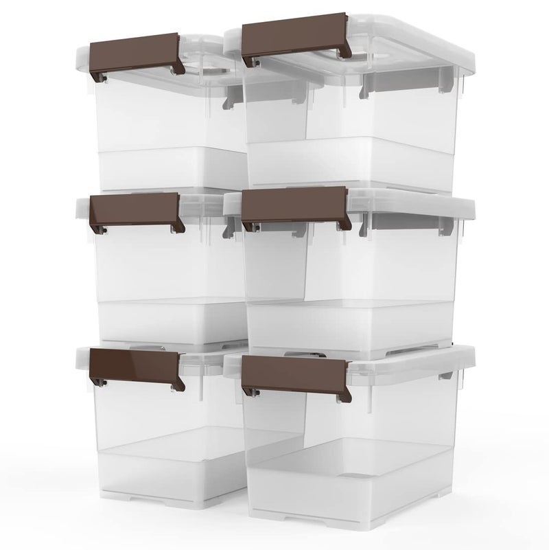 WYT Clear Storage Latch Box, 6 Pack Storage Organizer Bins with Latching Handle and Lids, 3.5 Quart - Image 1