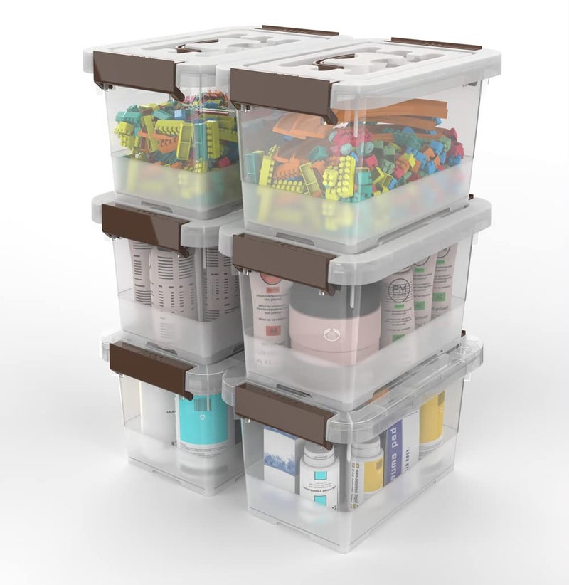WYT Clear Storage Latch Box, 6 Pack Storage Organizer Bins with Latching Handle and Lids, 3.5 Quart - Image 3