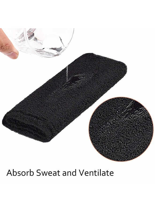 WILLBOND 6 Inch Wrist Sweatband Sport Wristbands Elastic Athletic Cotton Wrist Bands for Sports 6 Pieces Black - Image 3