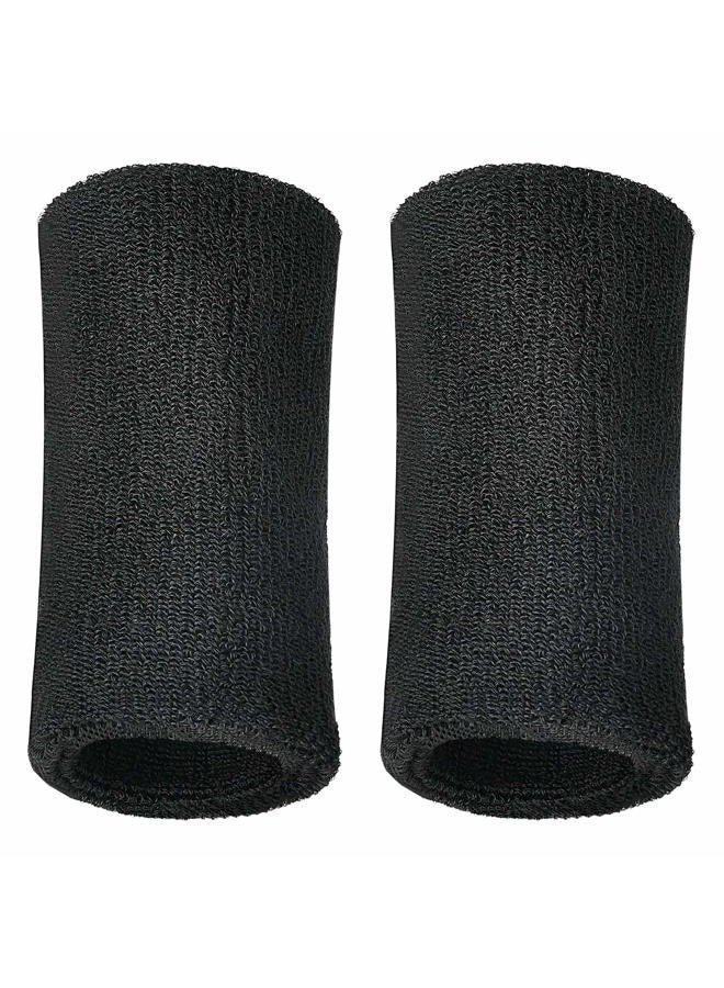 WILLBOND 6 Inch Wrist Sweatband Sport Wristbands Elastic Athletic Cotton Wrist Bands for Sports 6 Pieces Black - Image 4