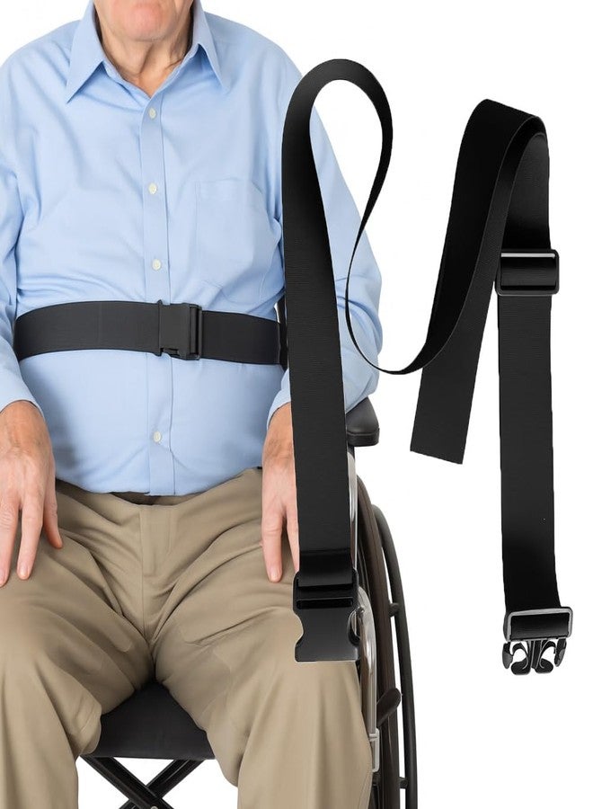 ZipSeven Wheelchair Seat Belt Safety Strap, 31"-75" Adjustable 2" Wide Anti-Fall Lap Restraint with Quick Release Buckle for Elderly, Obese & Disabled - Prevents Sliding or Leaning (Black, Extra Long) - Image 5