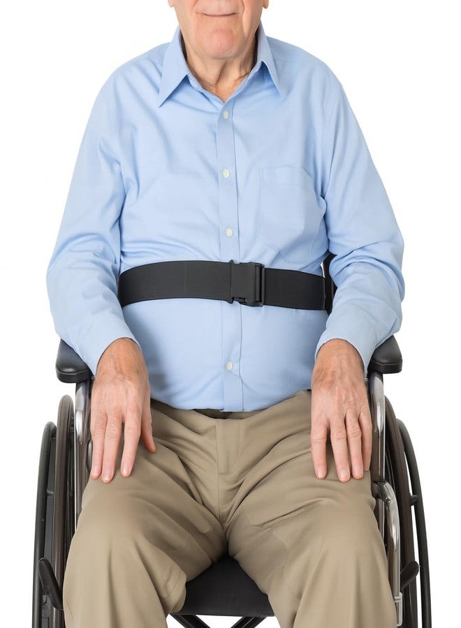 ZipSeven Wheelchair Seat Belt Safety Strap, 31"-75" Adjustable 2" Wide Anti-Fall Lap Restraint with Quick Release Buckle for Elderly, Obese & Disabled - Prevents Sliding or Leaning (Black, Extra Long) - Image 1